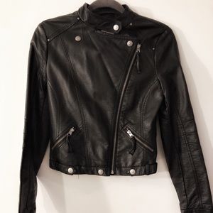 Black Faux Leather Moto Jacket